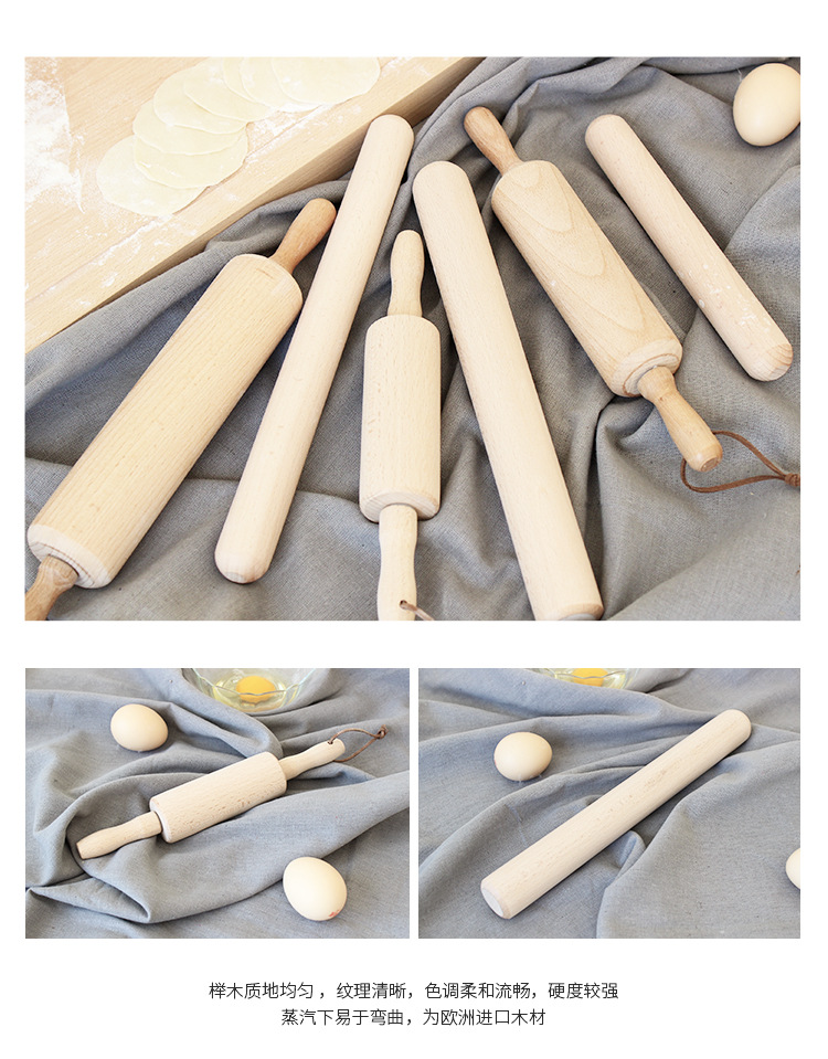 Beech wood rolling pin, wooden rolling pin, rolling dough, baking tools, dumpling wrapper roller, rolling pin, roller, dough rolling pin pic 9