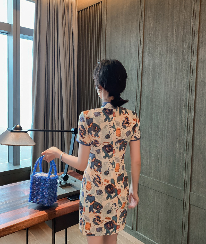 2025 Summer New Style improved traditional Chinese style short artistic cartoon retro playful girl cheongsam dress 1991 pic 8