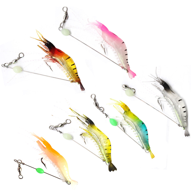Lure bait, artificial shrimp, hook shrimp, 9cm/6g fish bait, bionic bait, simulated soft bait, soft shrimp, night light, upturned-mouthed black fish pic 1