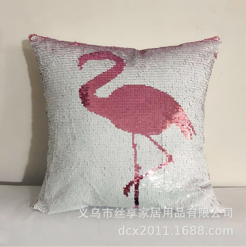 Customized double-sided color positioning embroidered sequin unicorn throw pillows sofa cushions flip print decorative items pic 25