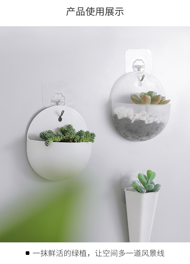Hydroponic wall-mounted flower POTS, wall-hung flower vases, lazy plastic wall-hung flower POTS, wall-hung green ivy flower POTS with hooks pic 6