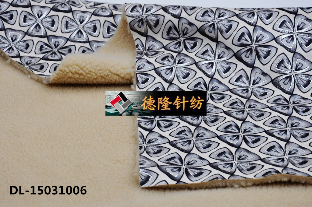Knitted warp knitted lace patterned gilded suede fleece composite brushed and cut loop fleece washed waterproof clothing fabric pic 7
