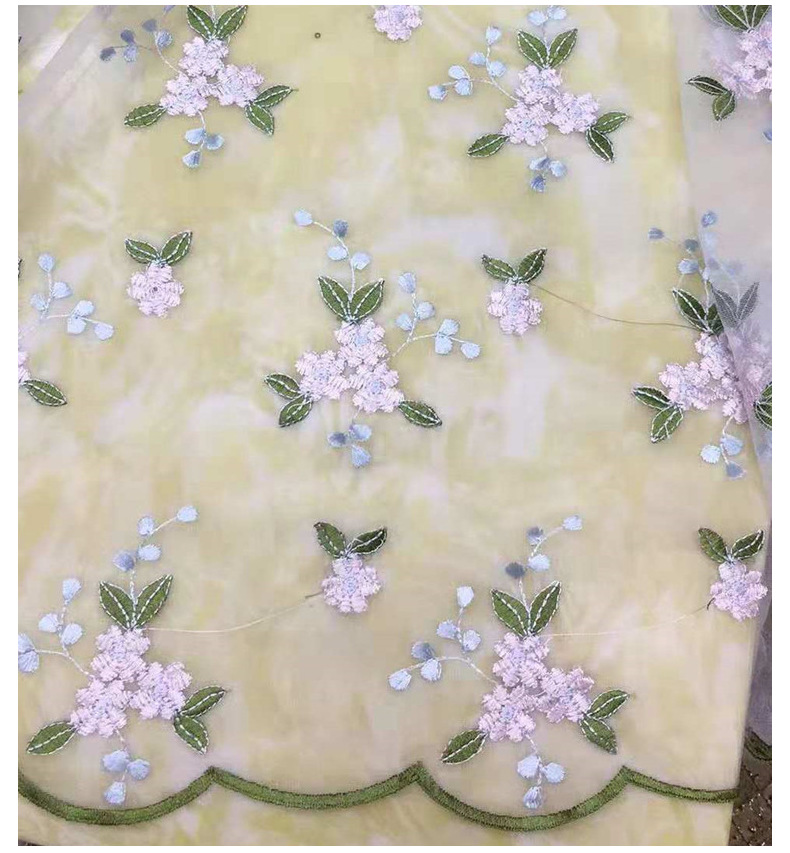 新款网纱绣花面料蕾丝小碎花刺绣布春夏小清新女童装连衣裙面料详情15