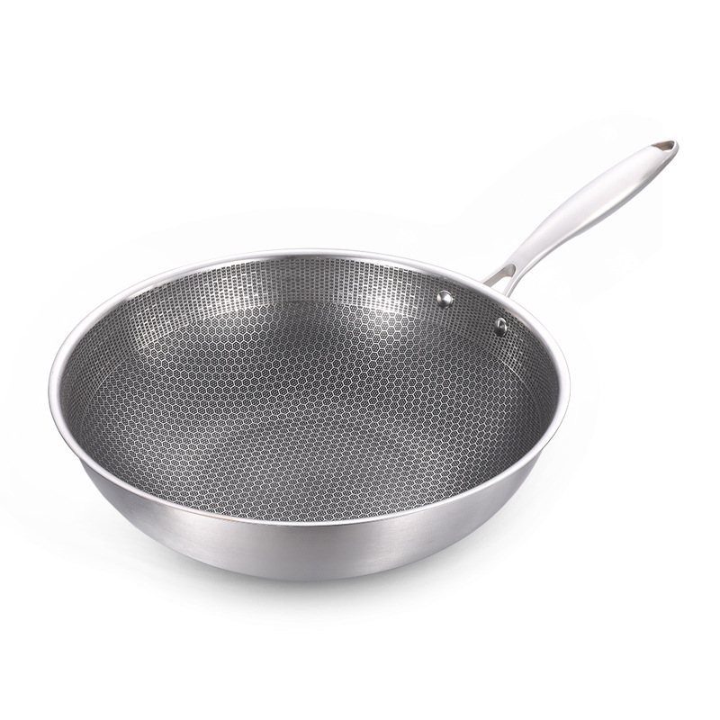 The factory produces full-screen honeycomb suspended stainless steel woks, three-layer and five-layer non-stick steel woks, and uncoated cooking woks pic 13