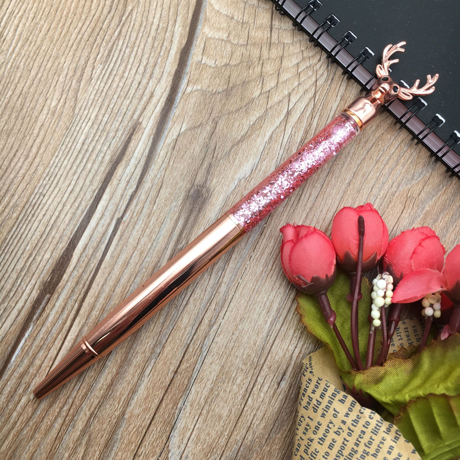 New five-pointed star ink pen, metal ballpoint pen, student pen, diy gold powder ballpoint pen pic 13