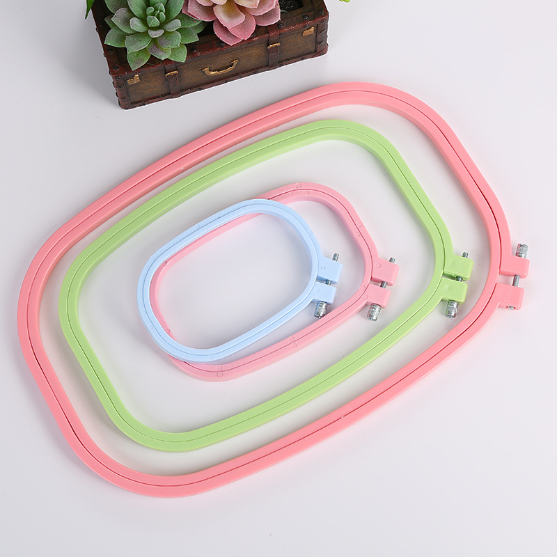 Embroidery machine accessories: Middle adjustable flower stand, round embroidery frame, embroidery stretch, candy-colored ABS plastic square embroidery ring pic 42