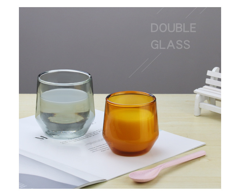 Double-layer colored glass cups, tea brewing cups, household drinking cups, multiple specifications available, high borosilicate heat-resistant milk cups pic 24