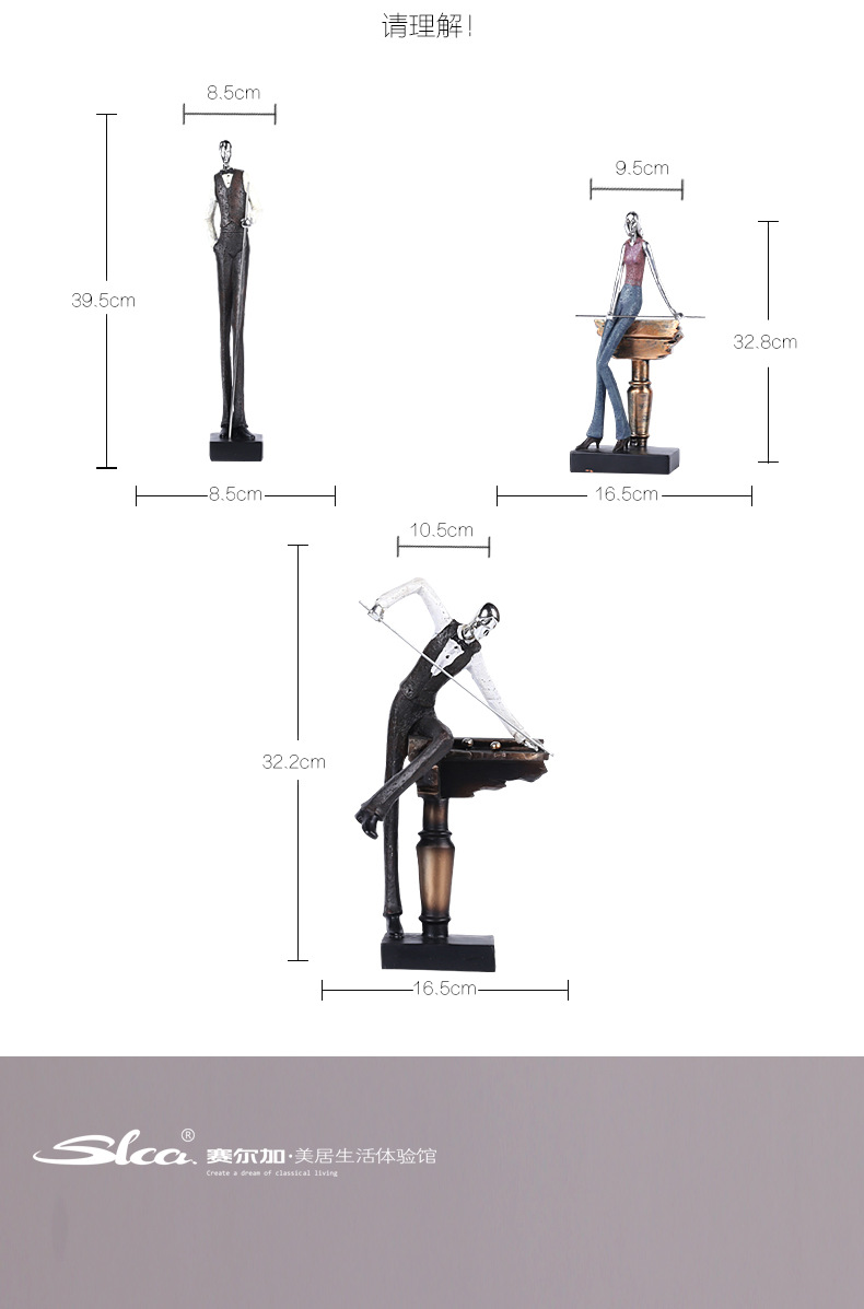 Cross-border delivery of American pool hall character ornaments, club wine cabinets, study rooms, home soft furnishings, resin handicrafts pic 10