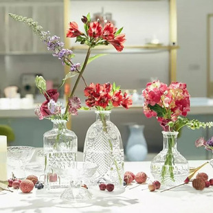 Creative European-style glass vases, transparent hydroponic bottles, flower arrangement vases, living room ornaments, fresh and colorful origami vases pic 28