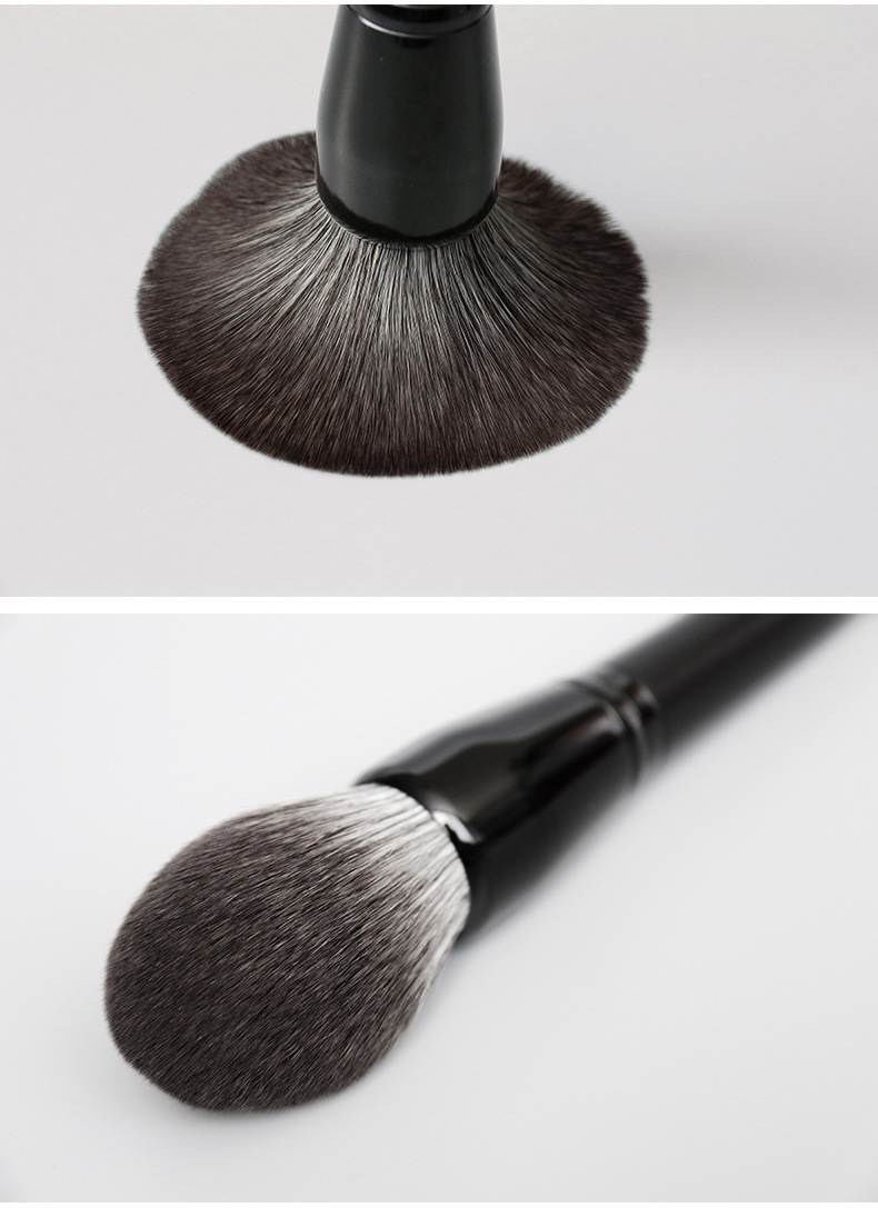 Black single makeup brush, soft and fluffy bristles, shiny black handle, beauty tool wholesale pic 6