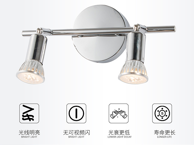 Cross-border 2-head gu10 spotlights, led ceiling-mounted ceiling decoration, condenser, front wall lamps, surface-mounted background wall, 6W pic 8