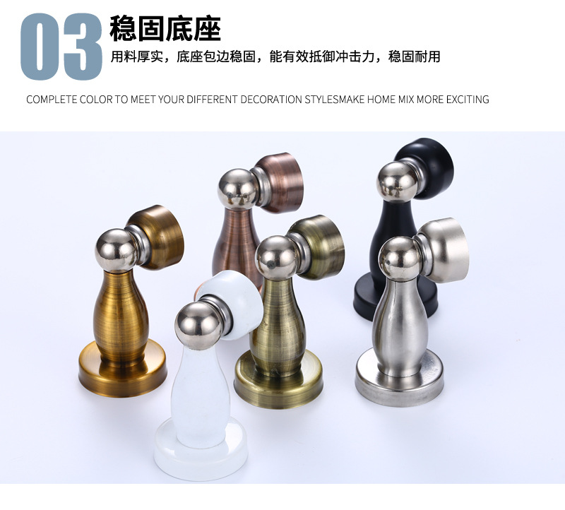 Stainless steel door stops for hotel engineering room doors, anti-collision and anti-wind strong magnetic wall stops for bedroom wooden doors and bathroom door stops pic 2