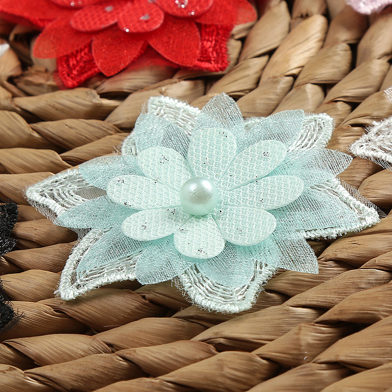 New multi-color three-layer three-dimensional beaded organza flower three-layer organza lace accessory clothing accessories pic 15