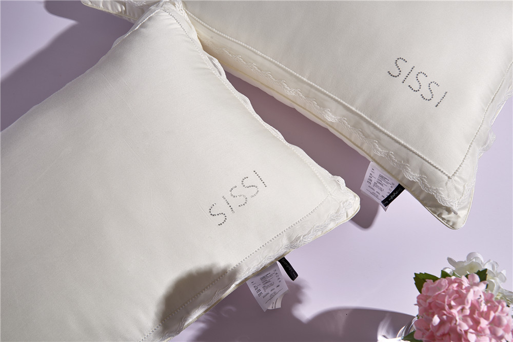 Hotel Silk Smooth 60-piece Silk pillow Tencel Cotton Sisi Princess Milk Pillow Fiber Pillow Comfortable Lace Edge pillow core pic 5
