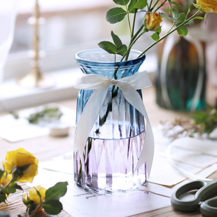 Creative European-style glass vases, transparent hydroponic bottles, flower arrangement vases, living room ornaments, fresh and colorful origami vases pic 15