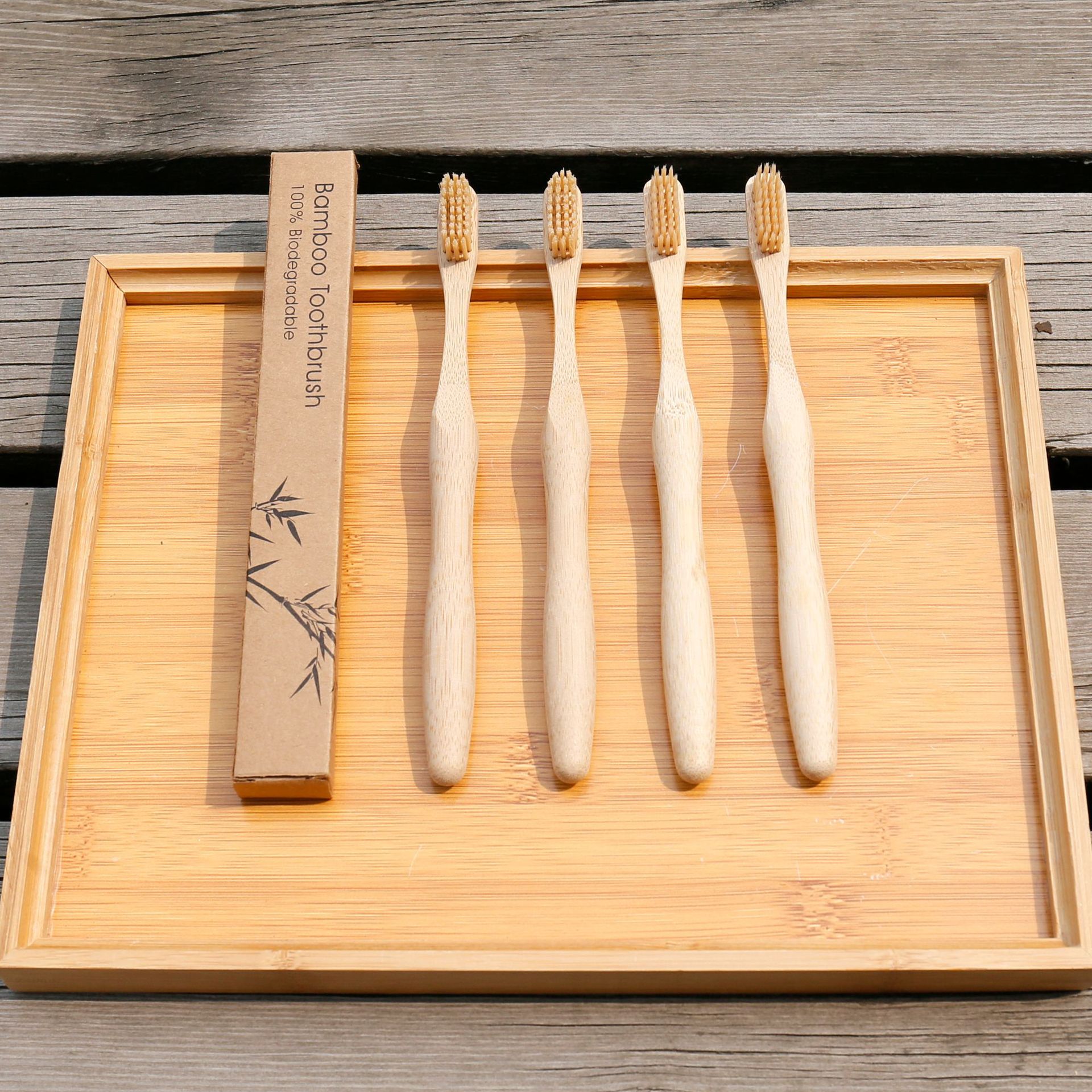 Gourd bamboo handle toothbrush, light yellow soft bamboo fiber brush, bamboo wood travel toothbrush set, daily necessities pic 12
