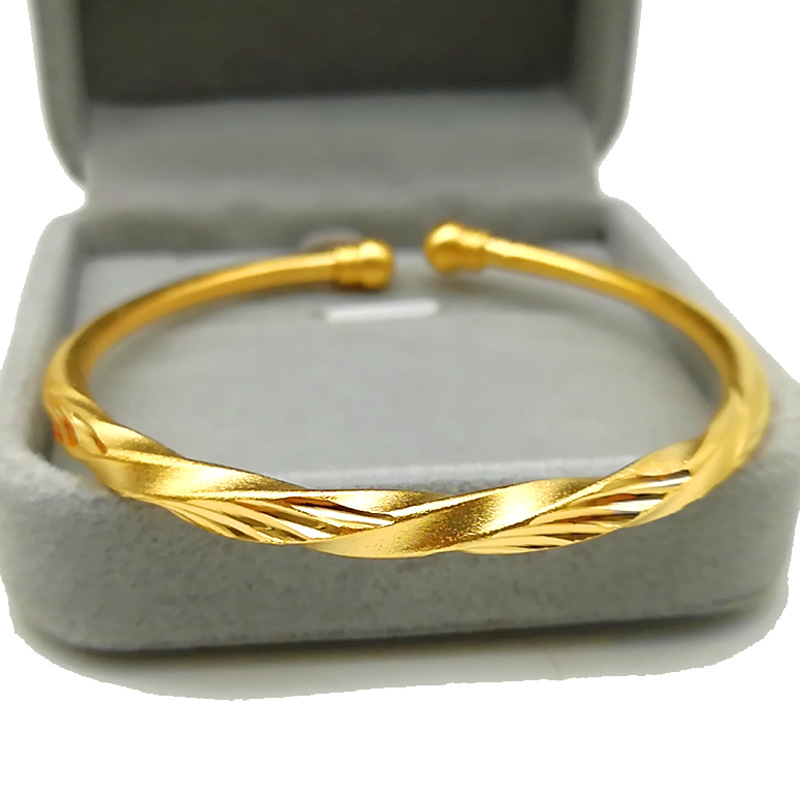 厂家直销民族风美女式亚马孙沙金镯子镀金手饰铜手镯批发详情6