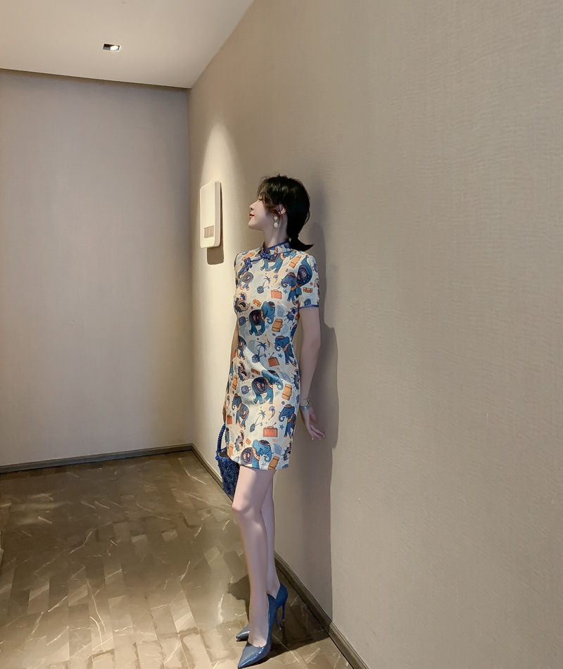 2025 Summer New Style improved traditional Chinese style short artistic cartoon retro playful girl cheongsam dress 1991 pic 6