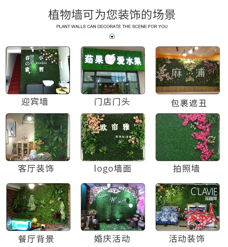 仿真植物墙搭配塑料配材绿色装饰假植物客厅影视背景绿植墙宠物园艺园林多肉仙人掌详情3