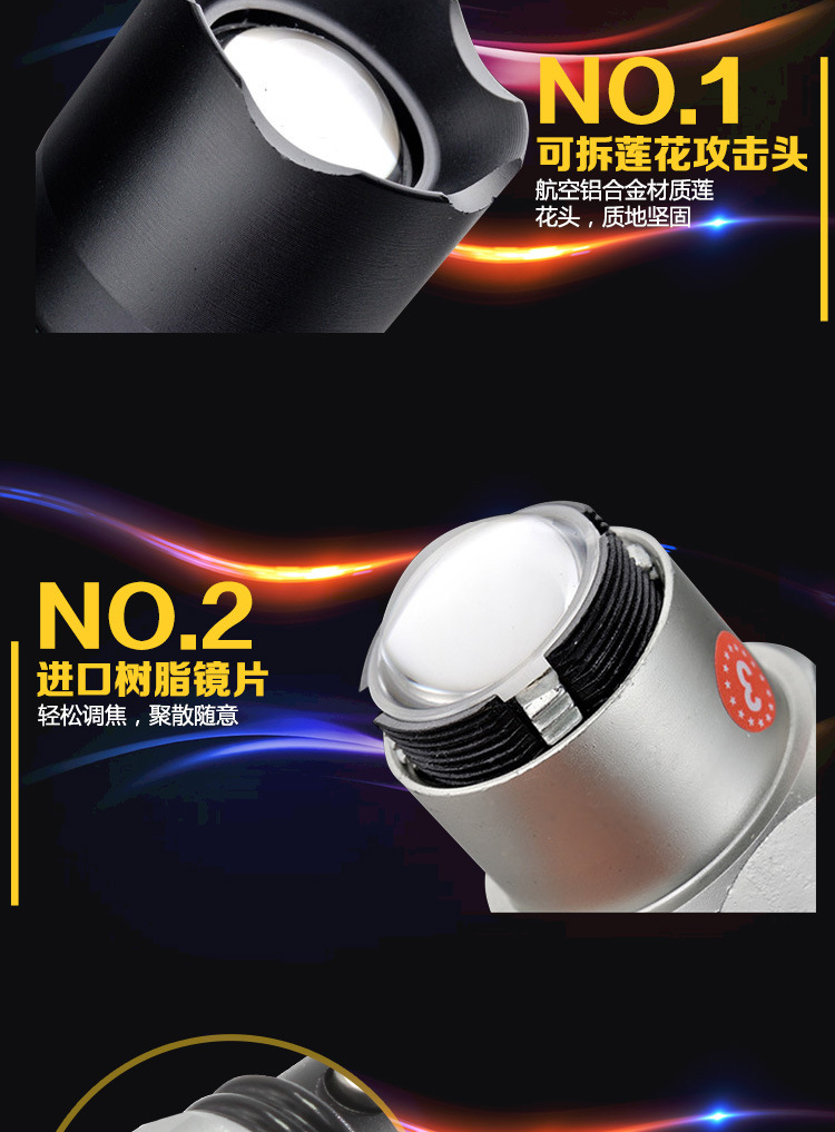 Portable high-intensity led flashlight charging flood and disaster prevention emergency zoom night cycling outdoor lighting set pic 7