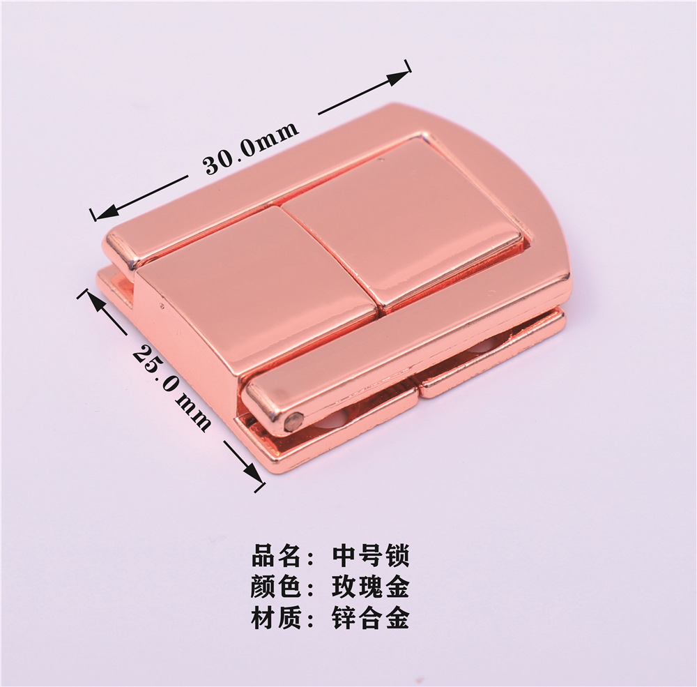 Factory direct sales gift box, lock, zinc alloy lock, packaging box, flat square lock, wooden box accessories, gold and silver pic 4