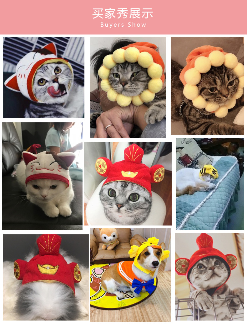 宠物头套可爱狗狗泰迪装扮太阳花猫咪头饰假发猫咪头套帽子现货详情22