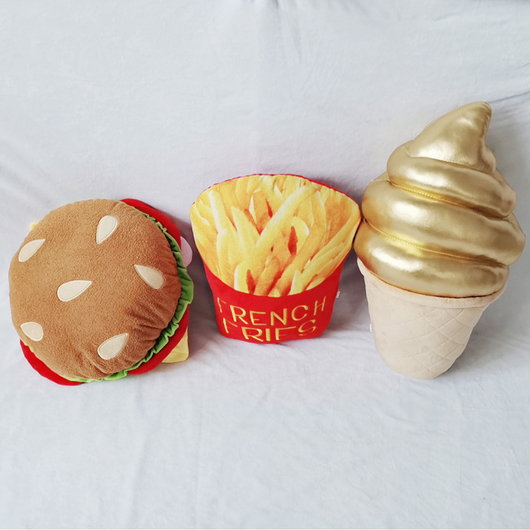 Simulated fruit throw pillow, plush hamburger, French fries cushion, cartoon ice cream doughnut, plush toy doll gift pic 15