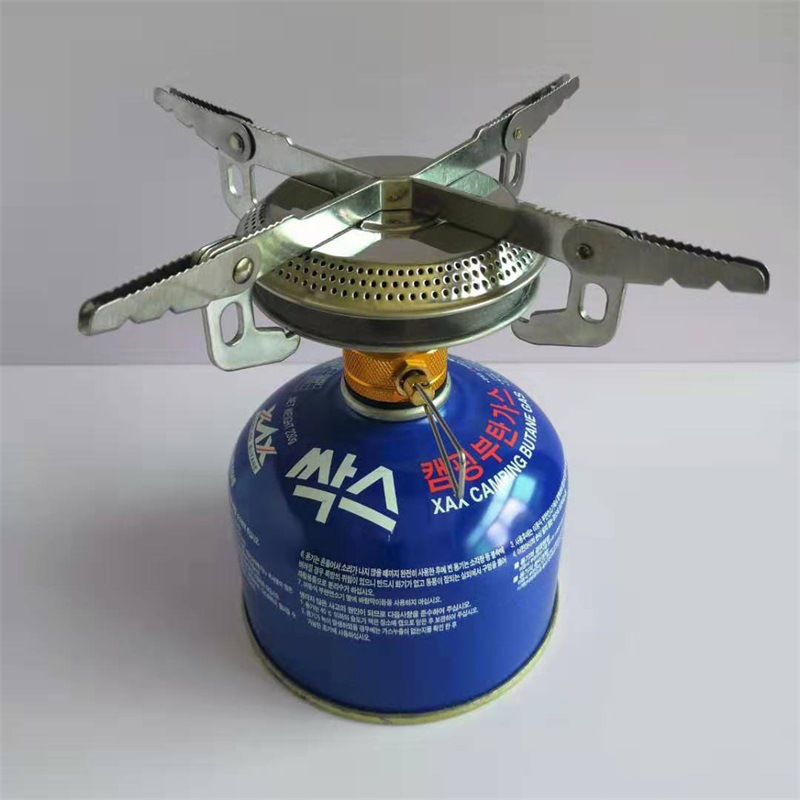 户外迷你一体式炉头可折叠不锈钢燃气支架登山野营便携防风炊具详情13