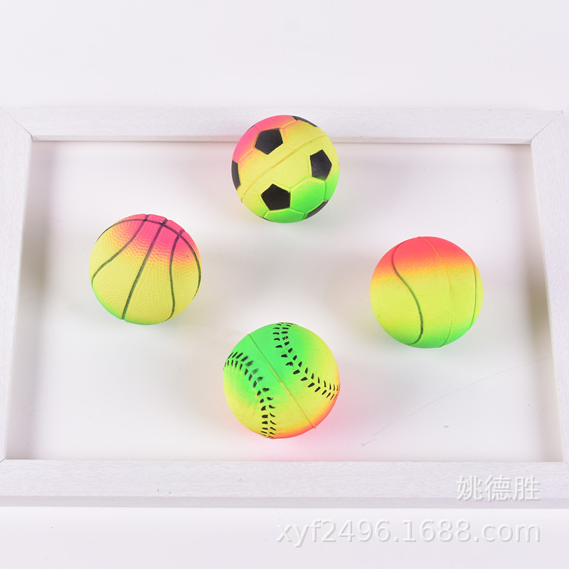 Factory direct sales 6.3cm rubber foam dog biting pet elastic children stress-relieving throwing toy balls pic 13