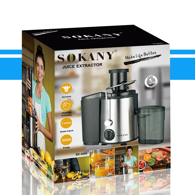 跨境SOKANY4000家用大口径多功能榨汁机汁渣分离自动果汁机Juicer详情8