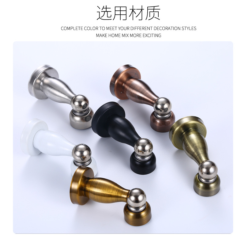 Stainless steel door stops for hotel engineering room doors, anti-collision and anti-wind strong magnetic wall stops for bedroom wooden doors and bathroom door stops pic 12