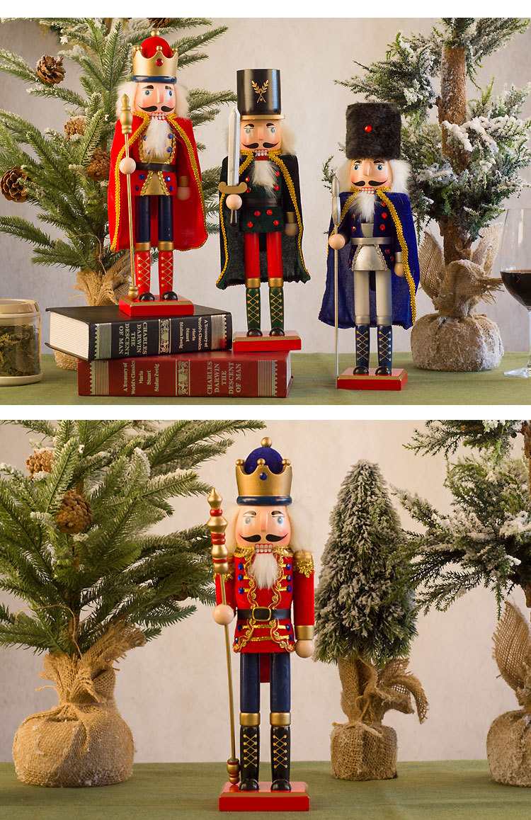 New mixed batch 38CM European-style cape Christmas hotel decoration item, holiday gift Nutcracker puppet figure pic 9