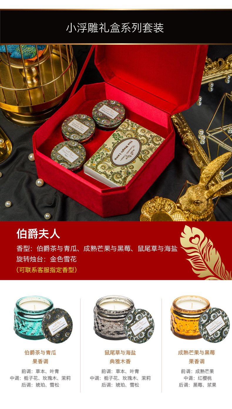 小浮雕节日香薰礼盒蜡烛香氛礼品烛台套装详情8