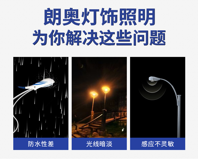 Cross-border practical municipal street lamp, 20W light-controlled led villa lamp, courtyard lamp, new rural project outdoor lighting lamp pic 3