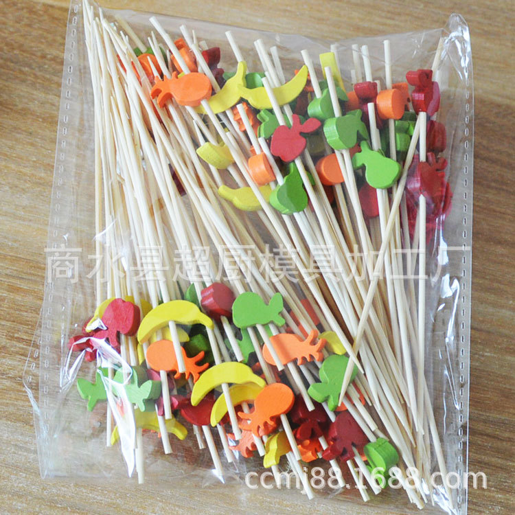 Fruit skewers, fruit forks, watermelon, strawberry disposable art bamboo skewers, cocktail toothpicks, creative flower strings, factory wholesale pic 1