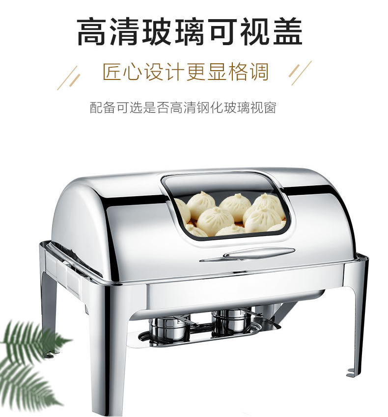 Fully flip-top stainless steel rectangular hotel buffet stove, luxury breakfast stove, insulated buffet stove pic 13