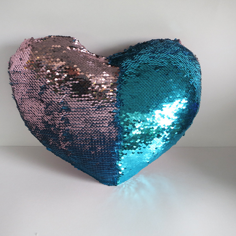 Double-sided flip-top heart-shaped sequined throw pillow, wedding sequin embroidery cushion, cross-border DTY positioning, AB side decorative throw pillow quilt pic 23
