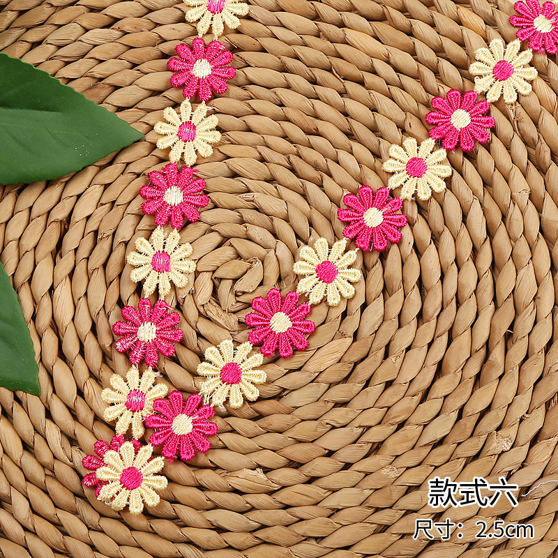 Factory direct sales of water-soluble lace, 10-petal lace, colorful flower embroidery lace headwear decals in stock pic 16