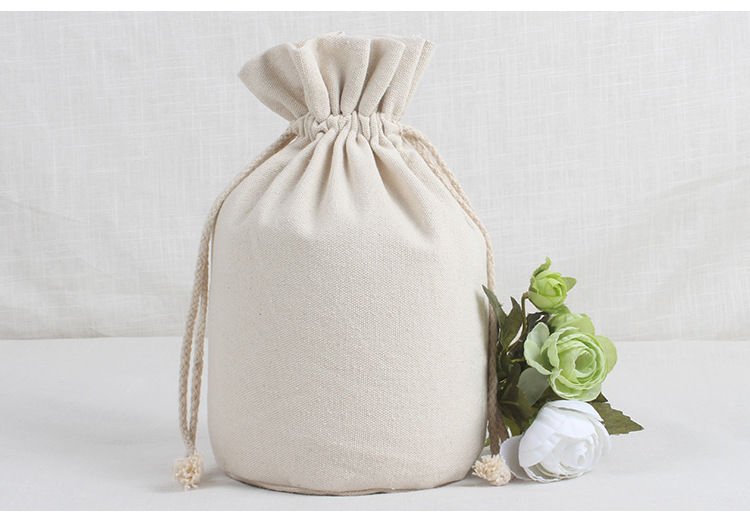 Round-bottom cotton and linen canvas bags, double-strand drawstring mouth tea bags, wine bags, rice packaging bags, and bundle bags in 6 sizes in stock pic 15