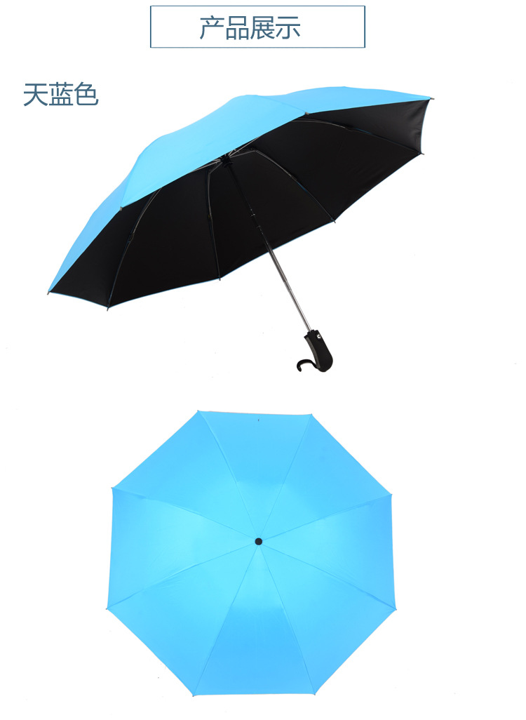 Wholesale creative three-fold umbrellas, fully automatic reverse umbrellas, folding black rubber sun umbrellas, outdoor car umbrellas, sunshade umbrellas pic 19