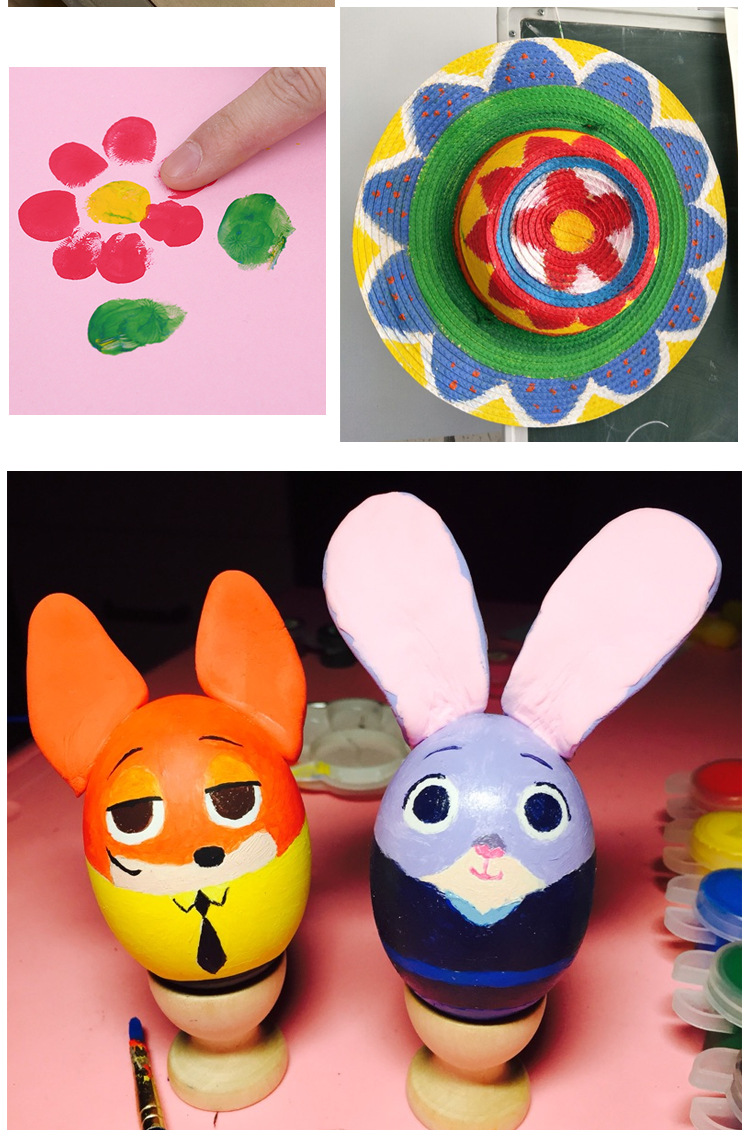 丙烯颜料厂家促销6色连体搪胶涂色绘画颜料环保儿童diy面具彩绘笔详情10