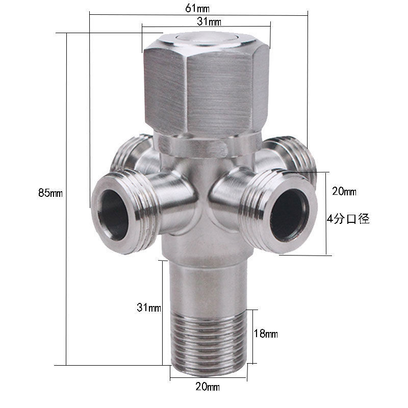 304不锈钢角阀一进二出马桶角阀加长三角阀加厚黄铜阀芯卫浴批发详情57