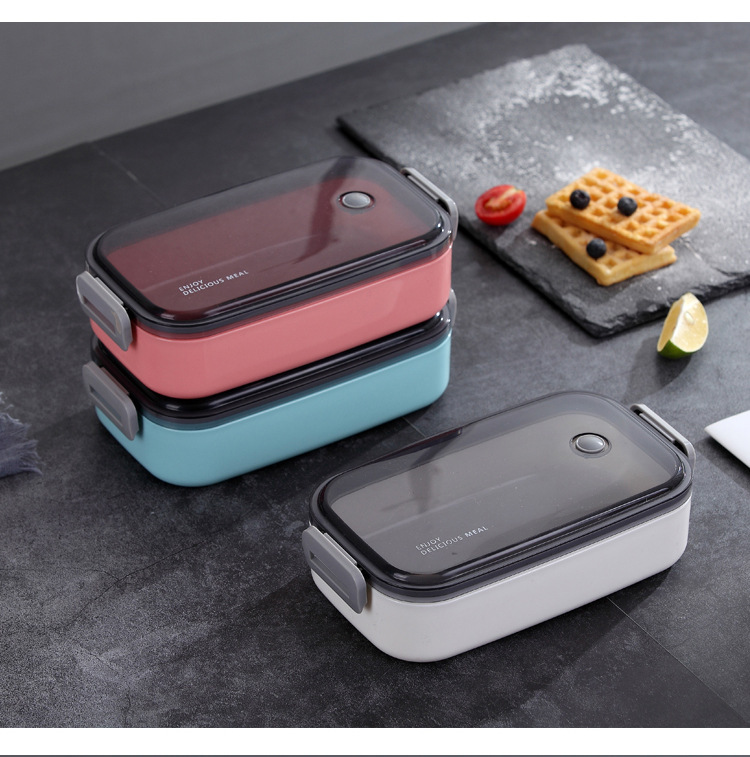 不锈钢单层密封饭盒便当盒分格 上班族学生日式分隔型女餐盒套装详情21