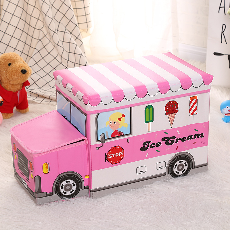 Wholesale of seated cartoon car storage boxes, multi-functional large-capacity storage boxes, folding storage stools pic 24