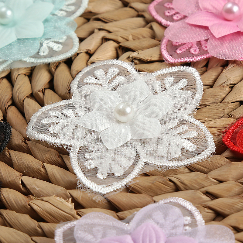 New multi-color beaded organza flower three-layer organza lace accessory clothing accessories factory direct sales pic 15
