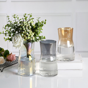 Creative European-style glass vases, transparent hydroponic bottles, flower arrangement vases, living room ornaments, fresh and colorful origami vases pic 20