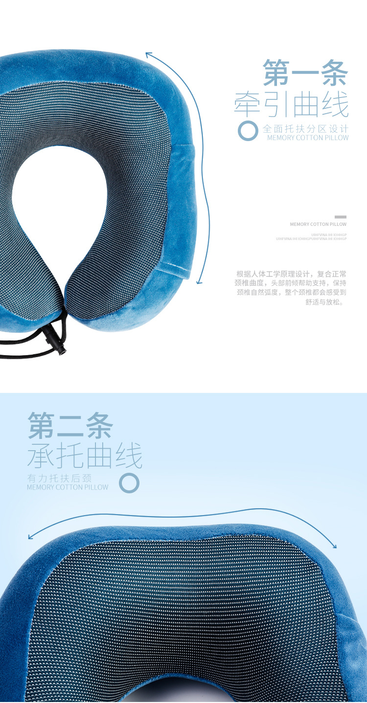 Amazon gifts can be stored. Travel airplane pillow, cervical U-shaped pillow, memory foam U-shaped neck pillow, office sleeping pillow pic 1