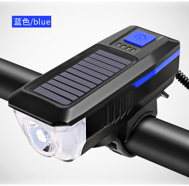 Bicycle headlights, solar horn lights, USB charging headlights, strong flashlight for bicycles, cross-border cycling equipment pic 20