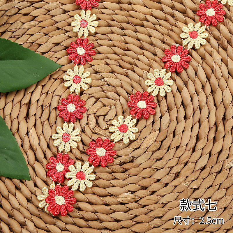 Factory direct sales of water-soluble lace, 10-petal lace, colorful flower embroidery lace headwear decals in stock pic 17