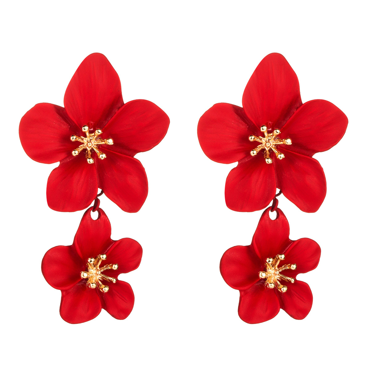 ins Korean fresh and delicate flower earrings, Bohemian-style multi-color double-layered long earrings, European and American earrings pic 25